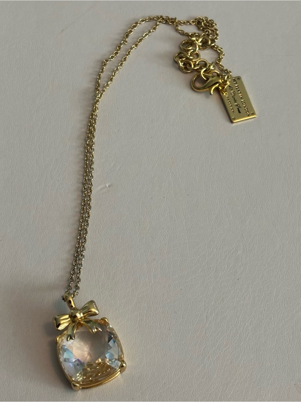My Flat in London Crystal Charm Bow Necklace Jan Heidrich